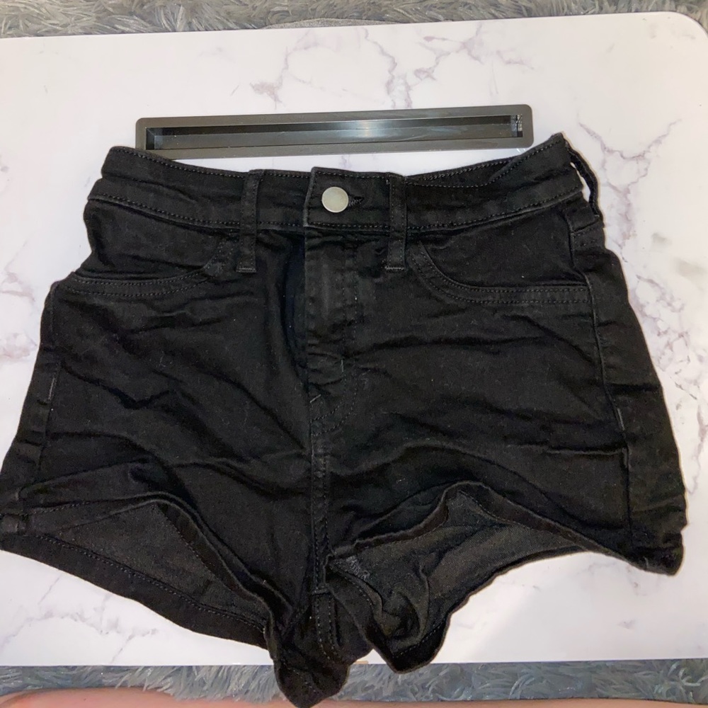 Black Denim Shorts - Picture 1 of 2